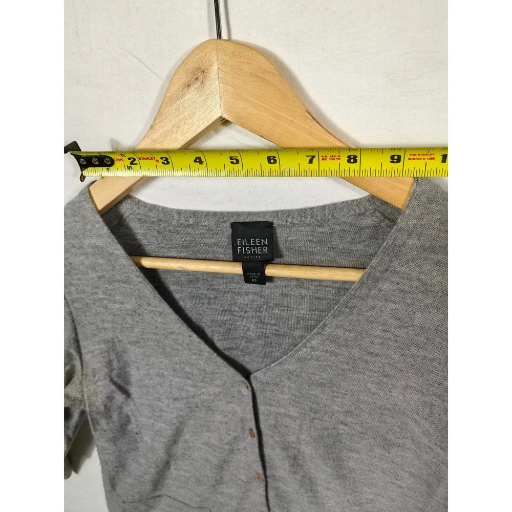 Eileen Fisher Cashmere Cardigan Petite S Gray Button Front Luxury Lagenlook‎